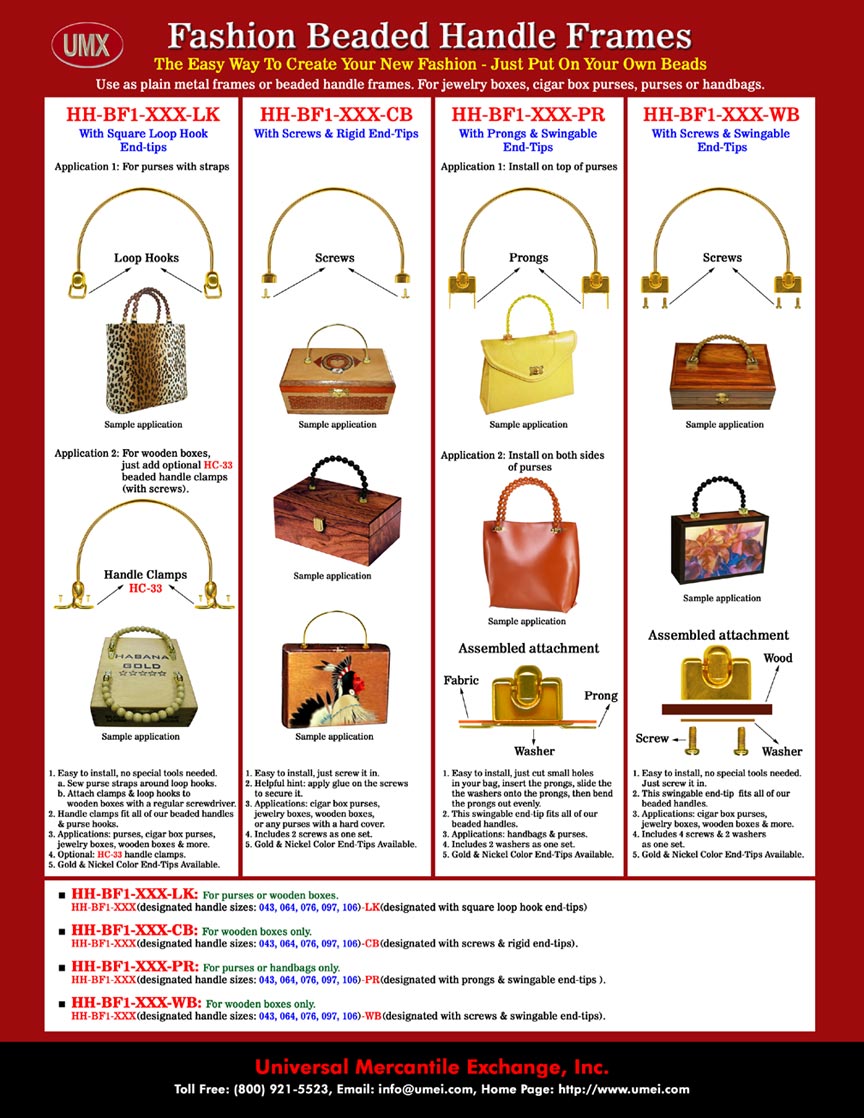 Beaded Handle Frames - General Specifications