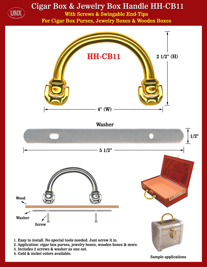 Metal Handles: For Cigarbox Purse, Jewelry Box, Wooden Box or Furniture Handles