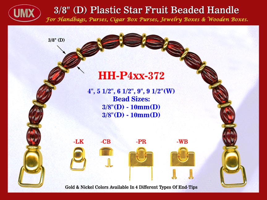 Wood Cigar Handbag Purse Handle: Wood Cigar Box Handbag Star Fruit Beads Purse Handle: Wood Box Handbag Handles  - HH-Pxx-372