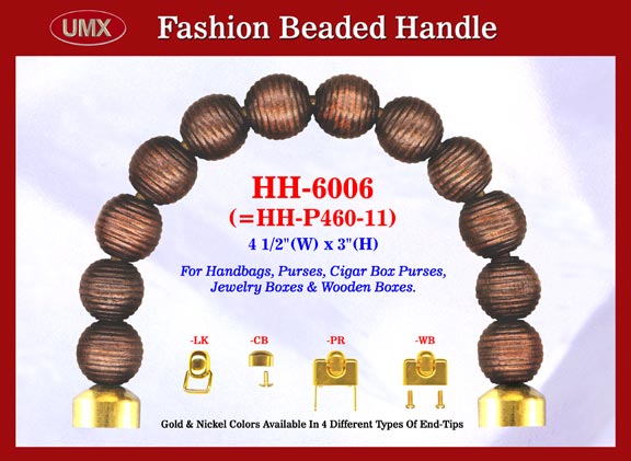 Beaded wood handbag handle hh6006