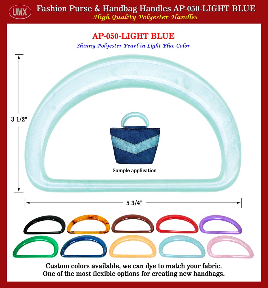 D-Ring Purse Handle AP-050: Stylish Light Blue Color Plastic Purse handles