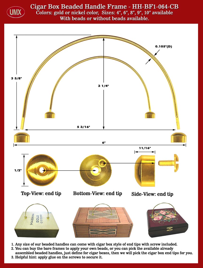 Cigar box Handles: Cigarbox Handle: Beaded Metal Handle for Fashion Cigar box Purses
and Handbags