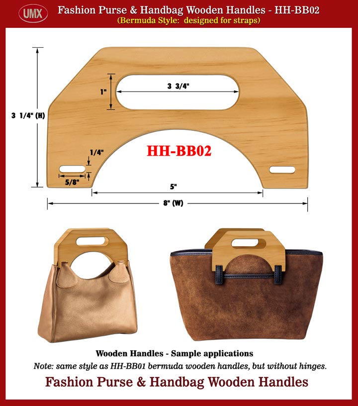 Fashion Bermuda Purse and Handbag Wooden Handle - Hand made Wood Handles
HH-BB02