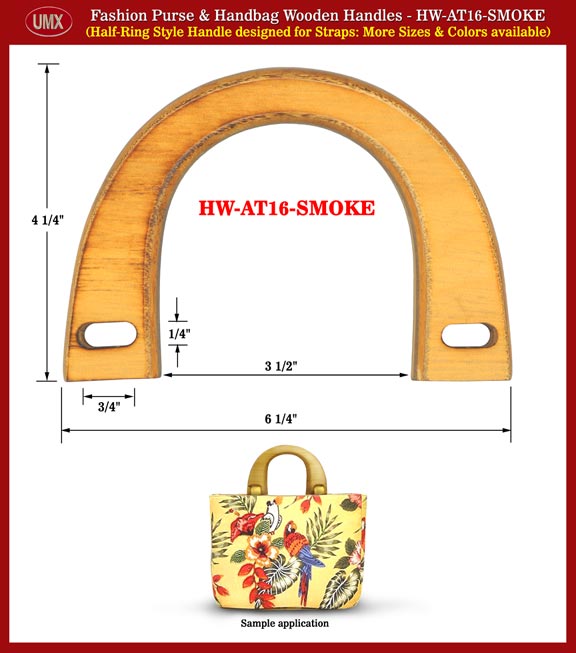 Wood Fashion Purse and Handbag Handle - Hand made Half-Ring Wooden
HW-AT16-SMOKE-COLOR