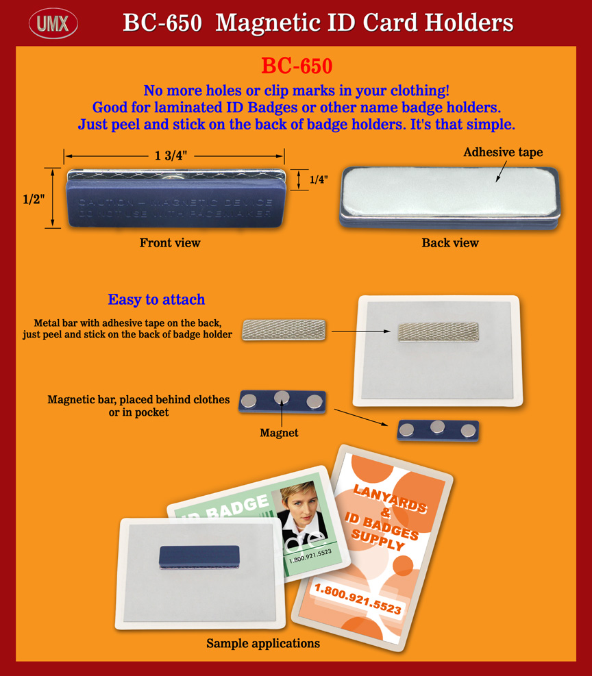 Sepcial Designed Magnetic ID Card Holders with Strong Magnetic ID Card Fasteners and Adhesive Tapes