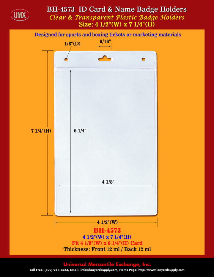 4x6 holder for holding tradeshow name badge, ID cad or pricing tag with a 4x6 inch inert size.