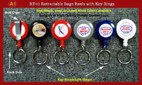 Sample 1 - RT-03 Silk Screen Imprinted Retractable Keychains, Custom Logo Retractable Key Chains.