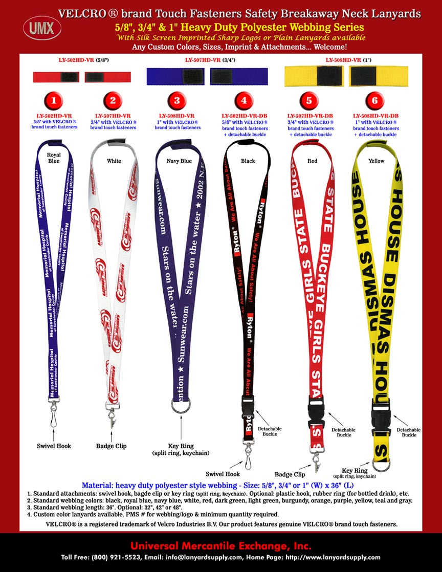 Velcro Safety Breakaway Neck Lanyards.