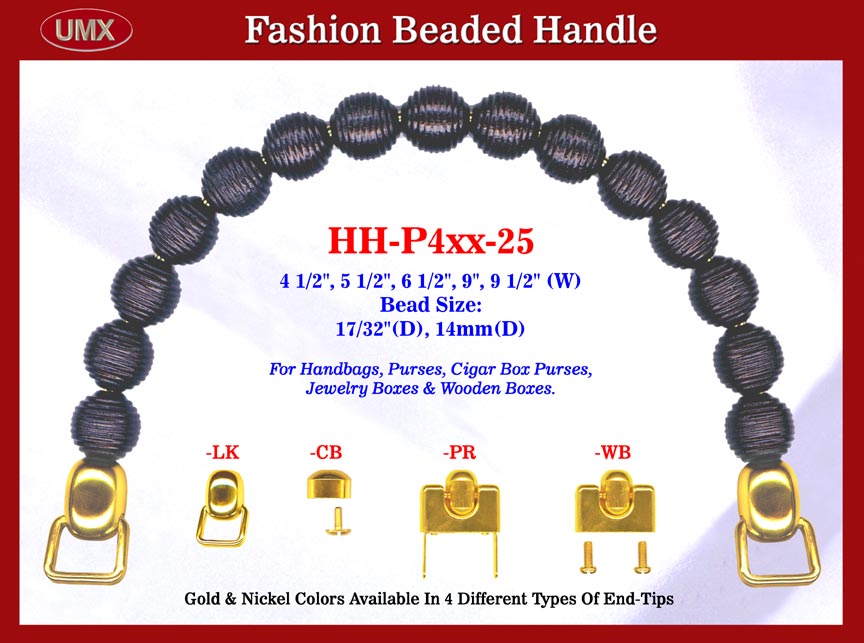 HH-P4xx-25 Stylish Engraved Wood Beads Handles For Fashion Purses, Wooden
Cigarbox, Cigar Box Purse or Jewelry Box Handbag