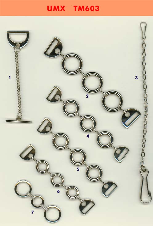 metal chains, logos, buckles series tm603